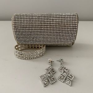 Clutch, bracelet, earring set